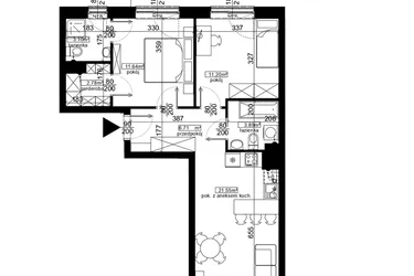 Rzut - Mieszkanie na sprzedaż 3 pokoje o powierzchni 60,87 m² - numer 64 w Ubocze