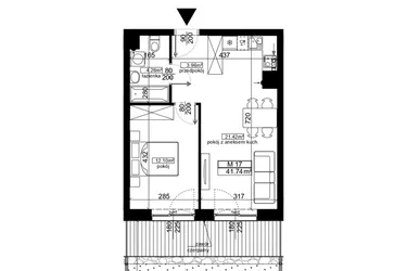 Rzut - Mieszkanie na sprzedaż 2 pokoje o powierzchni 41,74 m² - numer 17 w Ubocze