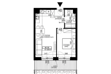 Rzut - Mieszkanie na sprzedaż 2 pokoje o powierzchni 41,84 m² - numer 18 w Ubocze