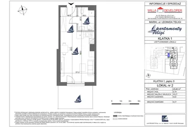 Rzut - Mieszkanie na sprzedaż 1 pokój o powierzchni 29,48 m² - numer 2 w Apartamenty Teligi