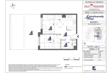 Rzut - Mieszkanie na sprzedaż 2 pokoje o powierzchni 41,5 m² - numer 10 w Apartamenty Teligi