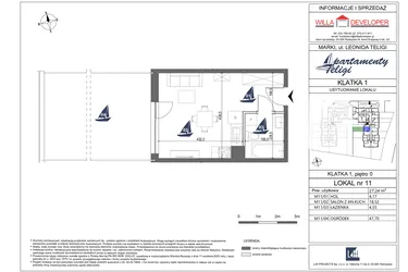 Rzut - Mieszkanie na sprzedaż 1 pokój o powierzchni 27,24 m² - numer 11 w Apartamenty Teligi