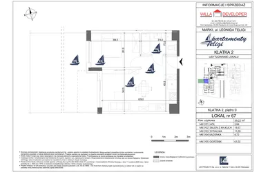 Rzut - Mieszkanie na sprzedaż 2 pokoje o powierzchni 39,22 m² - numer 67 w Apartamenty Teligi