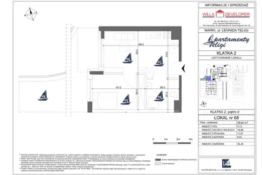 Rzut - Mieszkanie na sprzedaż 2 pokoje o powierzchni 38,66 m² - numer 68 w Apartamenty Teligi