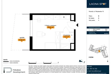 Rzut - Mieszkanie na sprzedaż 1 pokój o powierzchni 24,19 m² - numer B.0.5 w ŁACINA SPOT - apartamenty inwestycyjne