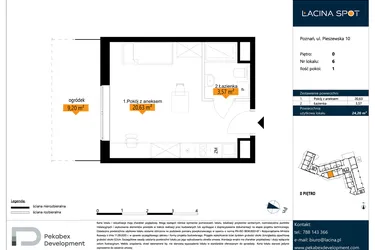 Rzut - Mieszkanie na sprzedaż 1 pokój o powierzchni 24,2 m² - numer B.0.6 w ŁACINA SPOT - apartamenty inwestycyjne