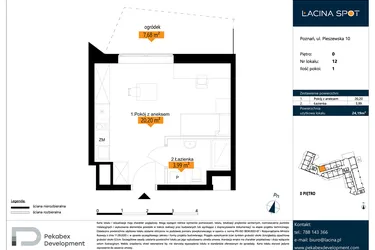 Rzut - Mieszkanie na sprzedaż 1 pokój o powierzchni 24,19 m² - numer B.0.12 w ŁACINA SPOT - apartamenty inwestycyjne