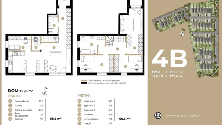 Rzut - Dom na sprzedaż 5 pokoi o powierzchni 118,8 m² - numer 4B w Kasprowicza 4