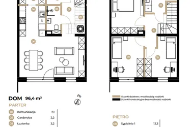 Rzut - Dom na sprzedaż 4 pokoje o powierzchni 96,4 m² - numer 4C w Kasprowicza 4