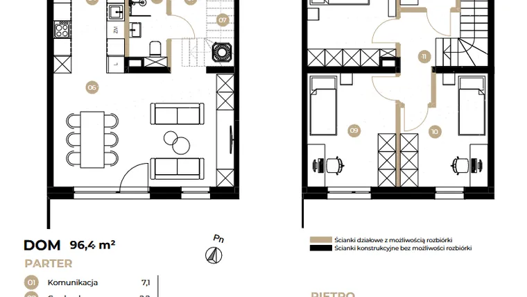 Rzut - Dom na sprzedaż 4 pokoje o powierzchni 96,4 m² - numer 4C w Kasprowicza 4