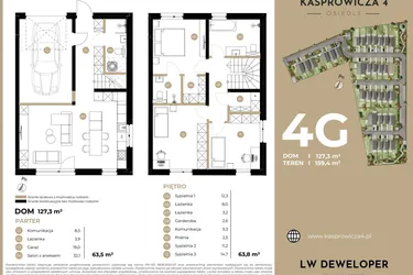 Rzut - Dom na sprzedaż 4 pokoje o powierzchni 127,3 m² - numer 4G w Kasprowicza 4