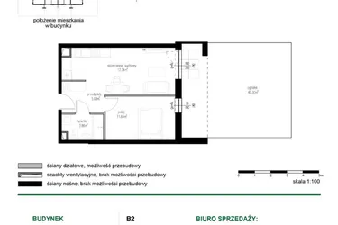 Rzut - Mieszkanie na sprzedaż 2 pokoje o powierzchni 38,32 m² - numer M2 w Wędrowna II
