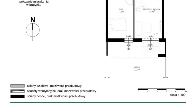 Rzut - Mieszkanie na sprzedaż 2 pokoje o powierzchni 38,32 m² - numer M4 w Wędrowna II
