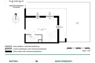 Rzut - Mieszkanie na sprzedaż 1 pokój o powierzchni 36,83 m² - numer M1 w Wędrowna II