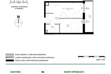 Rzut - Mieszkanie na sprzedaż 2 pokoje o powierzchni 38,32 m² - numer M10 w Wędrowna II