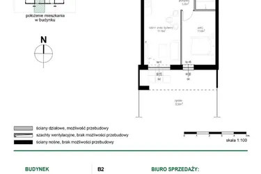 Rzut - Mieszkanie na sprzedaż 2 pokoje o powierzchni 38,32 m² - numer M5 w Wędrowna II