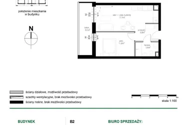 Rzut - Mieszkanie na sprzedaż 2 pokoje o powierzchni 38,32 m² - numer M15 w Wędrowna II