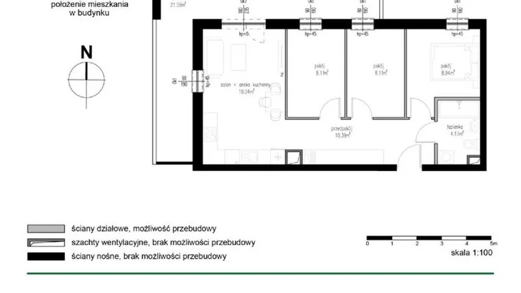Rzut - Mieszkanie na sprzedaż 4 pokoje o powierzchni 57,76 m² - numer M16 w Wędrowna II