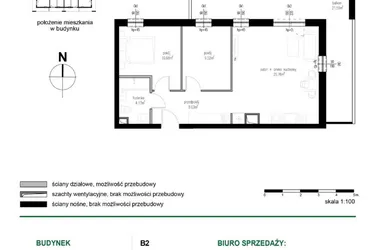 Rzut - Mieszkanie na sprzedaż 3 pokoje o powierzchni 58,16 m² - numer M9 w Wędrowna II