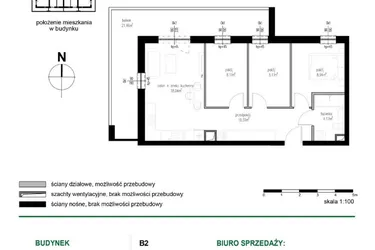 Rzut - Mieszkanie na sprzedaż 4 pokoje o powierzchni 57,76 m² - numer M24 w Wędrowna II