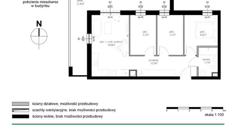Rzut - Mieszkanie na sprzedaż 4 pokoje o powierzchni 57,76 m² - numer M24 w Wędrowna II