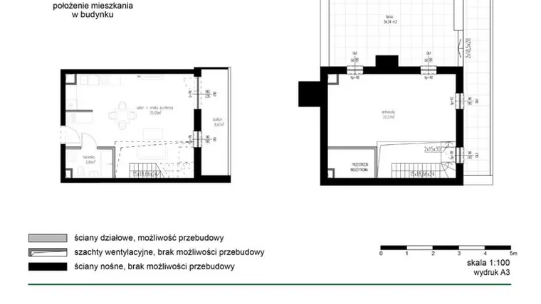 Rzut - Mieszkanie na sprzedaż 1 pokój o powierzchni 65,48 m² - numer M26 w Wędrowna II