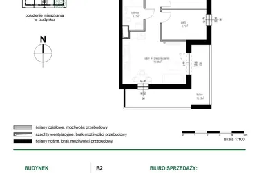 Rzut - Mieszkanie na sprzedaż 3 pokoje o powierzchni 52,03 m² - numer M27 w Wędrowna II