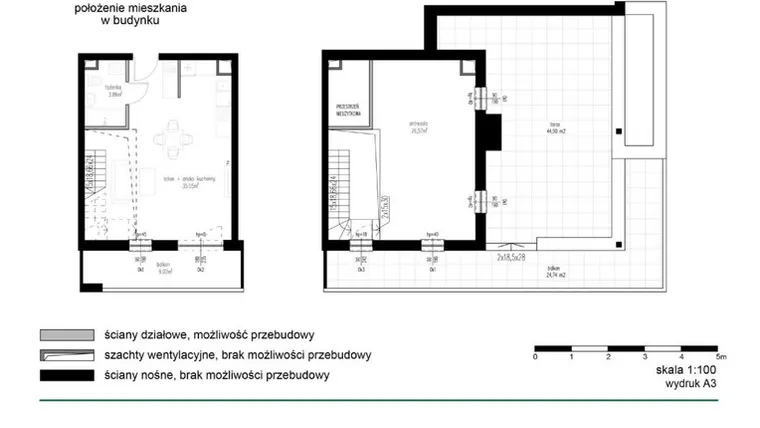 Rzut - Mieszkanie na sprzedaż 1 pokój o powierzchni 65,48 m² - numer M28 w Wędrowna II