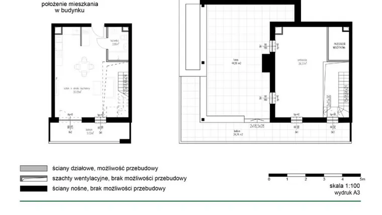 Rzut - Mieszkanie na sprzedaż 1 pokój o powierzchni 65,48 m² - numer M29 w Wędrowna II