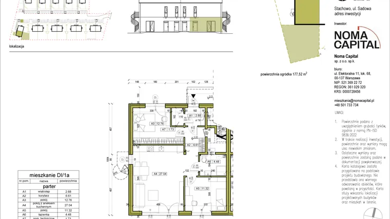 Rzut - Mieszkanie na sprzedaż 3 pokoje o powierzchni 66,84 m² - numer DI.1a w Sady Stachowo etap II