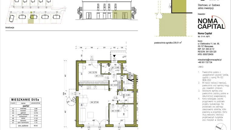 Rzut - Mieszkanie na sprzedaż 3 pokoje o powierzchni 66,84 m² - numer DI.5a w Sady Stachowo etap II