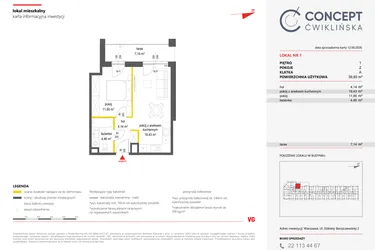 Rzut - Mieszkanie na sprzedaż 2 pokoje o powierzchni 39,93 m² - numer 1 w Concept Ćwiklińska