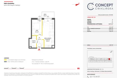 Rzut - Mieszkanie na sprzedaż 2 pokoje o powierzchni 39,76 m² - numer 123 w Concept Ćwiklińska
