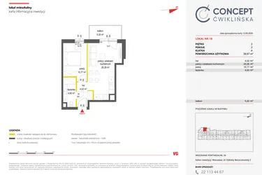 Rzut - Mieszkanie na sprzedaż 2 pokoje o powierzchni 39,67 m² - numer 18 w Concept Ćwiklińska