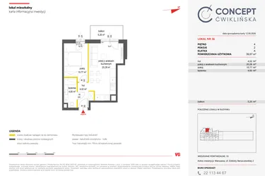 Rzut - Mieszkanie na sprzedaż 2 pokoje o powierzchni 39,67 m² - numer 36 w Concept Ćwiklińska