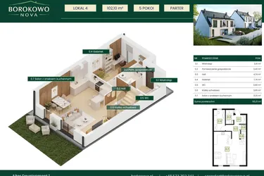 Rzut - Dom na sprzedaż 5 pokoi o powierzchni 102,8 m² - numer 2B w Borkowo Nova