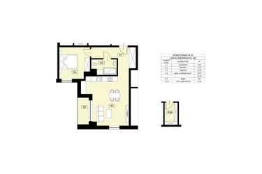 Rzut - Mieszkanie na sprzedaż 2 pokoje o powierzchni 52,25 m² - numer M4 w Nowy Świat 22