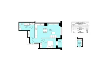 Rzut - Mieszkanie na sprzedaż 2 pokoje o powierzchni 56,5 m² - numer M7 w Nowy Świat 22