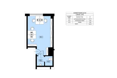 Rzut - Lokal użytkowy na sprzedaż 1 pokój o powierzchni 32,52 m² - numer U16 w Nowy Świat 22
