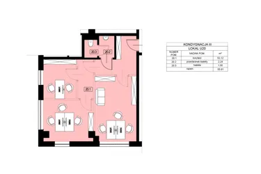 Rzut - Lokal użytkowy na sprzedaż 1 pokój o powierzchni 55,91 m² - numer U20 w Nowy Świat 22
