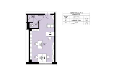 Rzut - Lokal użytkowy na sprzedaż 1 pokój o powierzchni 35,76 m² - numer U24 w Nowy Świat 22