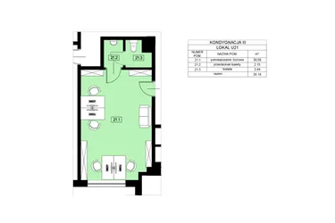 Rzut - Lokal użytkowy na sprzedaż 1 pokój o powierzchni 35,18 m² - numer U21 w Nowy Świat 22