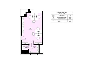 Rzut - Lokal użytkowy na sprzedaż 1 pokój o powierzchni 35,32 m² - numer U26 w Nowy Świat 22