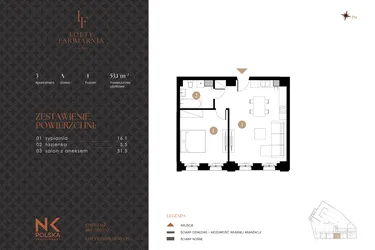 Rzut - Mieszkanie na sprzedaż 2 pokoje o powierzchni 53,1 m² - numer 3 w Lofty Farbiarnia