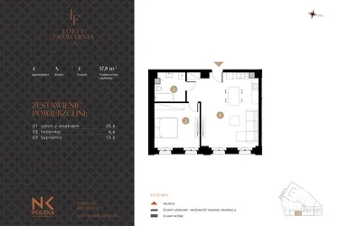 Rzut - Mieszkanie na sprzedaż 2 pokoje o powierzchni 57,8 m² - numer 4 w Lofty Farbiarnia