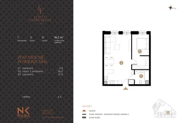 Rzut - Mieszkanie na sprzedaż 2 pokoje o powierzchni 56,2 m² - numer 7 w Lofty Farbiarnia
