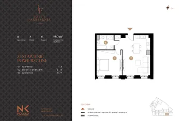 Rzut - Mieszkanie na sprzedaż 2 pokoje o powierzchni 55 m² - numer 11 w Lofty Farbiarnia