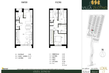 Rzut - Dom na sprzedaż 4 pokoje o powierzchni 75,4 m² - numer J7 w Villa Złotno