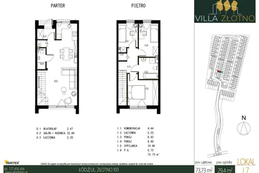 Rzut - Dom na sprzedaż 4 pokoje o powierzchni 73,73 m² - numer J7 w Villa Złotno