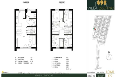 Rzut - Dom na sprzedaż 5 pokoi o powierzchni 84,7 m² - numer K5 w Villa Złotno